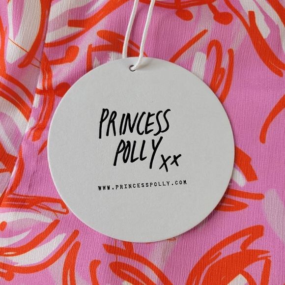 Princess Polly Island Times Mini Dress Size 2 Pink Floral Tie Shoulders New - Picture 6 of 13